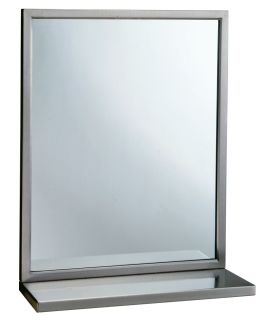 MCS Hardware Mirror with Stainless Steel Angle Frame and Shelf